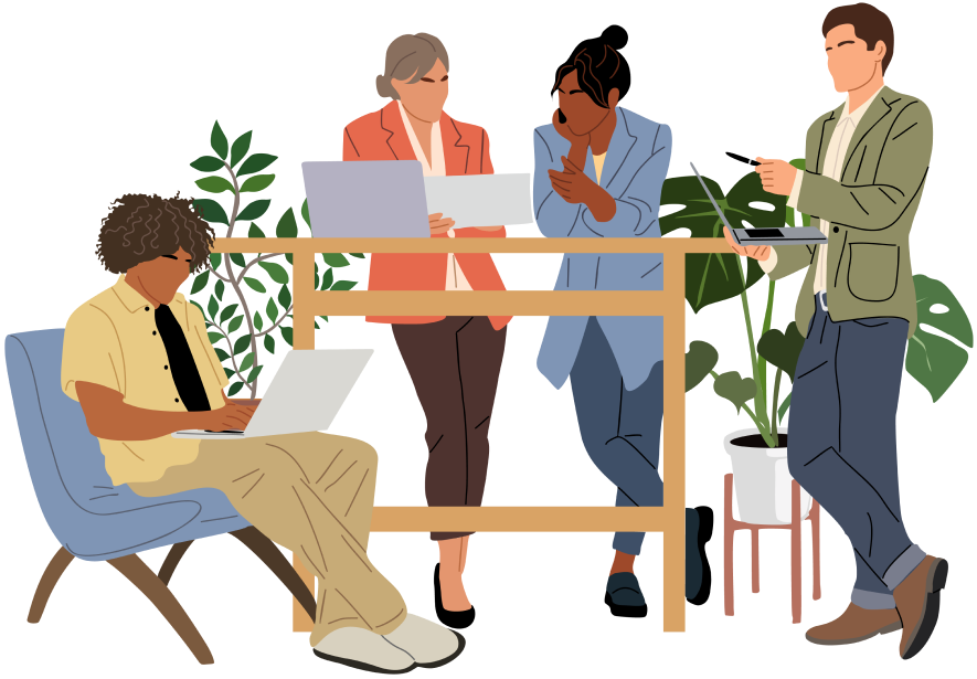 vector image of a business team working together